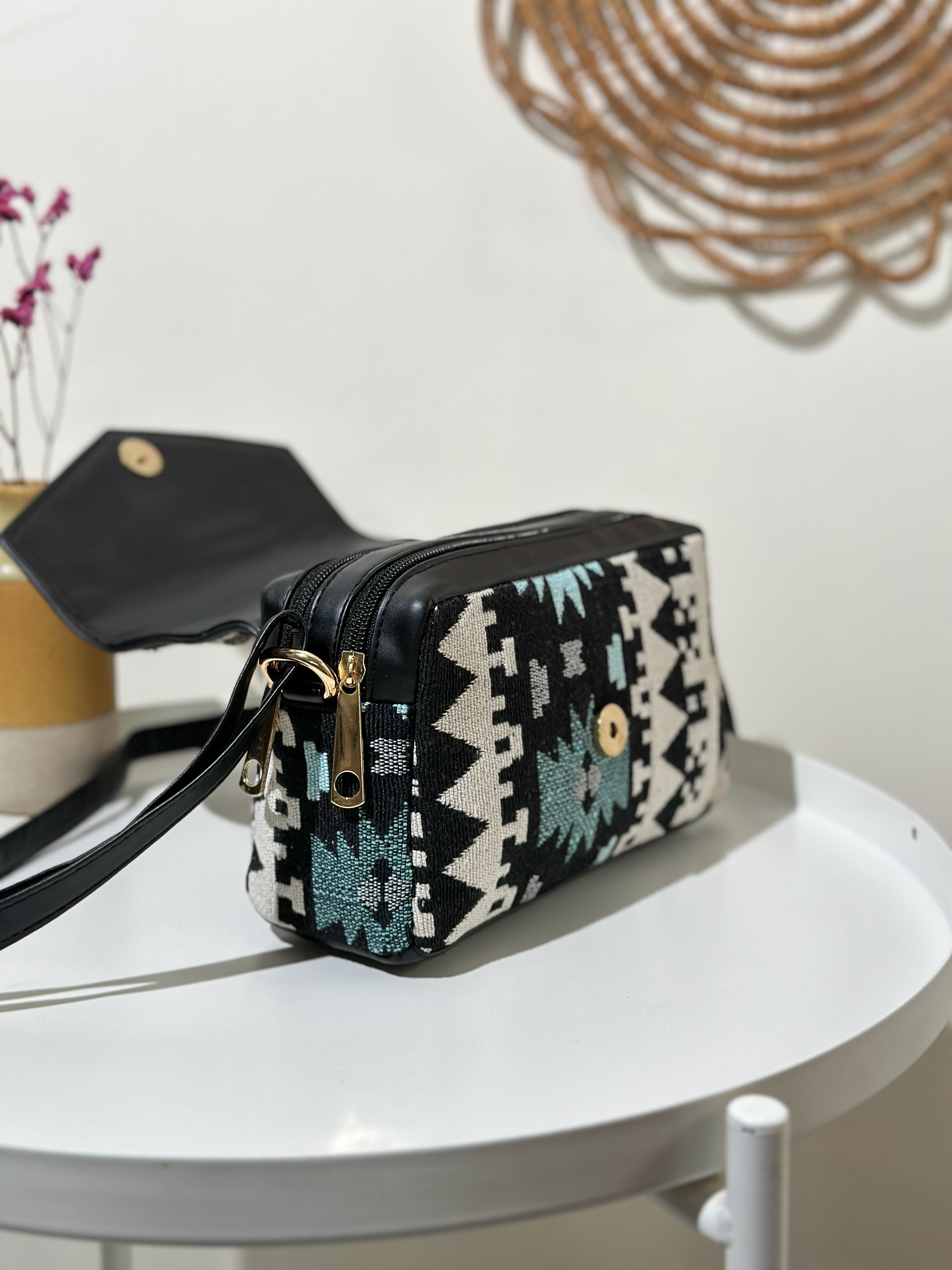 Tribal Teal – Patterned Crossbody Bag